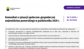 Komunikat o sytuacji społeczno-gospodarczej województwa pomorskiego w październiku 2020 r. - pierwsza strona dokumentu