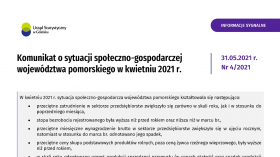 Komunikat o sytuacji społeczno-gospodarczej województwa pomorskiego w kwietniu 2021 r. - pierwsza strona komunikatu