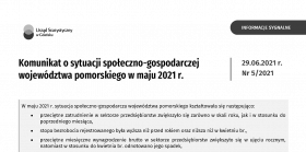 Komunikat o sytuacji społeczno-gospodarczej województwa pomorskiego w maju 2021 r. - pierwsza strona komunikatu