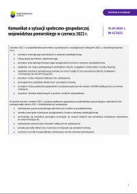Komunikat o sytuacji społeczno-gospodarczej województwa pomorskiego w czerwcu 2023 r. - pierwsza strona opracowania