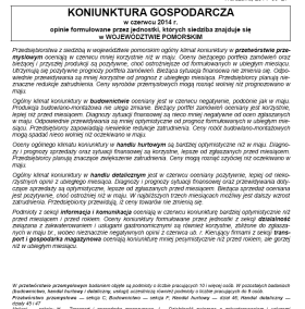 Koniunktura gospodarcza w czerwcu 2014 r.