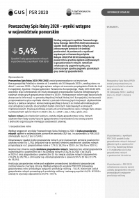 Powszechny Spis Rolny 2020 – wyniki wstępne w województwie pomorskim - pierwsza strona opracowania