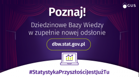 Fioletłowe tło w kształcie zasłony teatralnej, tekst na biało  Poznaj Dziedzinowe Bazy Wiedzy