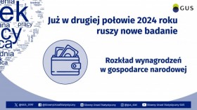 Białe tło, pośrodku informacja o mającym się odbyć badaniu Rozkład wynagrodzeń w gospodarce narodowej, ikonka portfela