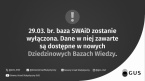 Nowe Dziedzinowe Bazy Wiedzy zastąpią bazę SWiAD, która zostanie wyłączona 29.03. br. Dane, w niej zawarte są dostępne w nowych Dziedzinowych Bazach Wiedzy Foto